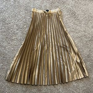 Gold Pleated Banana Republic Midi Skirt, Size Small